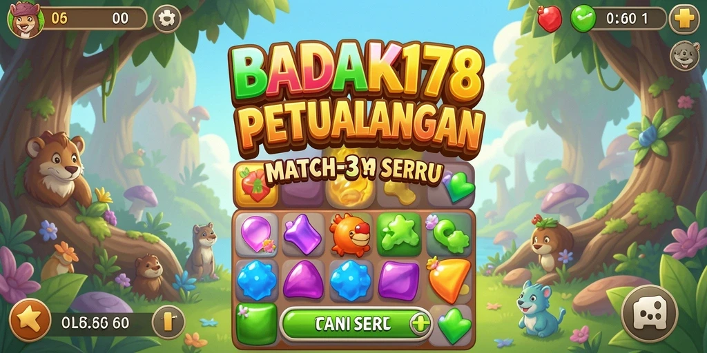 Tangkapan layar utama menampilkan gameplay seru BADAK178 Match-3.