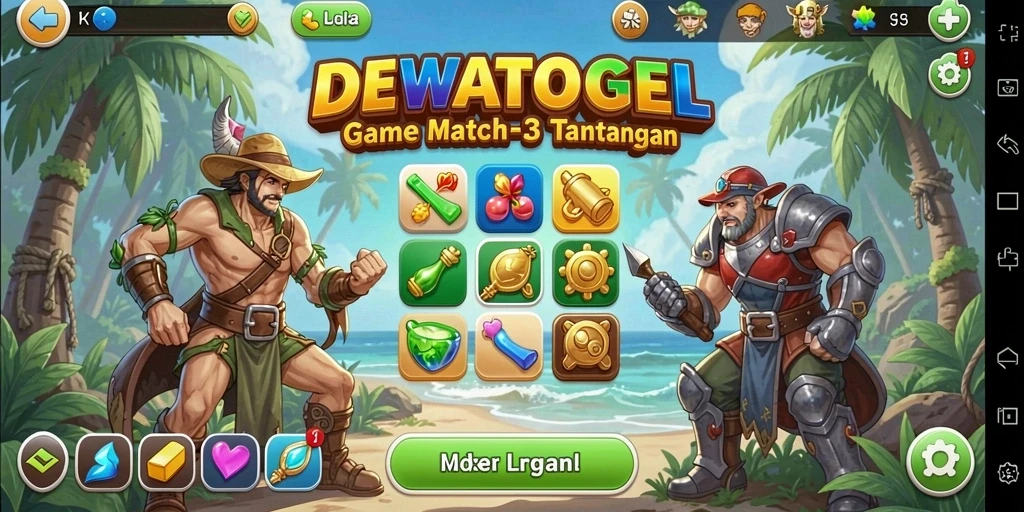 Screenshot gameplay DEWATOGEL yang menampilkan suasana permainan Match-3.