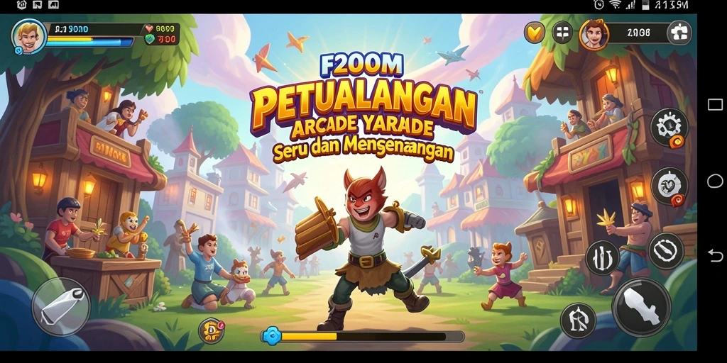 Tampilan gameplay F200M yang seru dalam dunia Arcade.