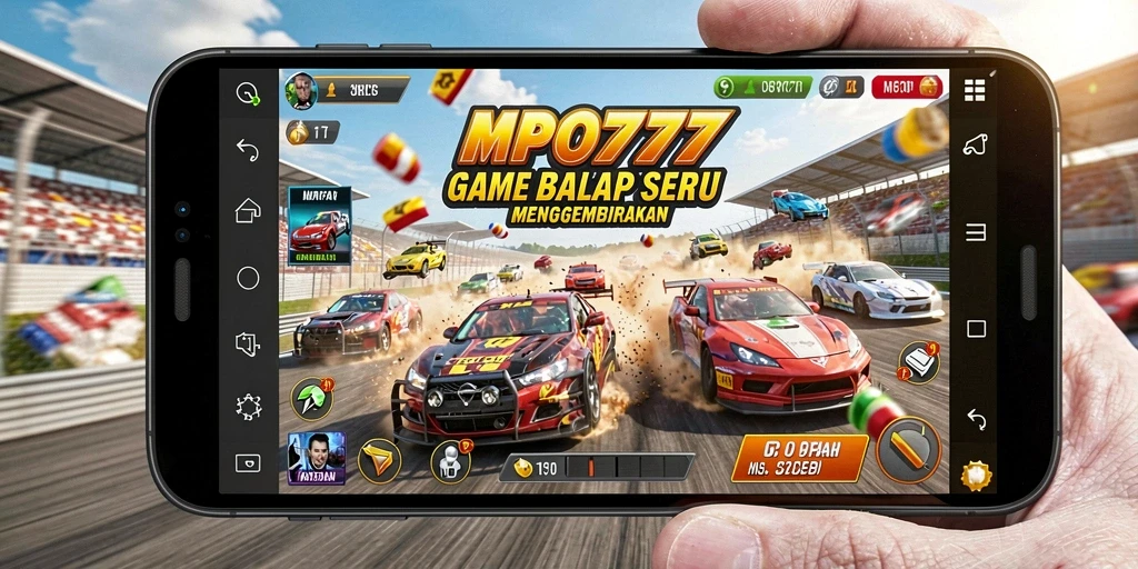 Gameplay mendebarkan di trek balap MPO777.