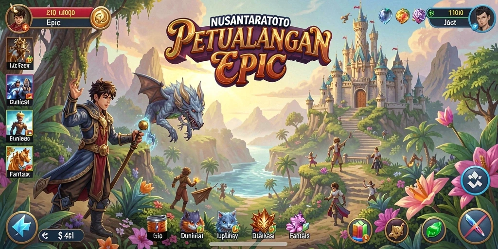 Tampilan gameplay RPG yang epik dan mendebarkan dari NUSANTARATOTO.