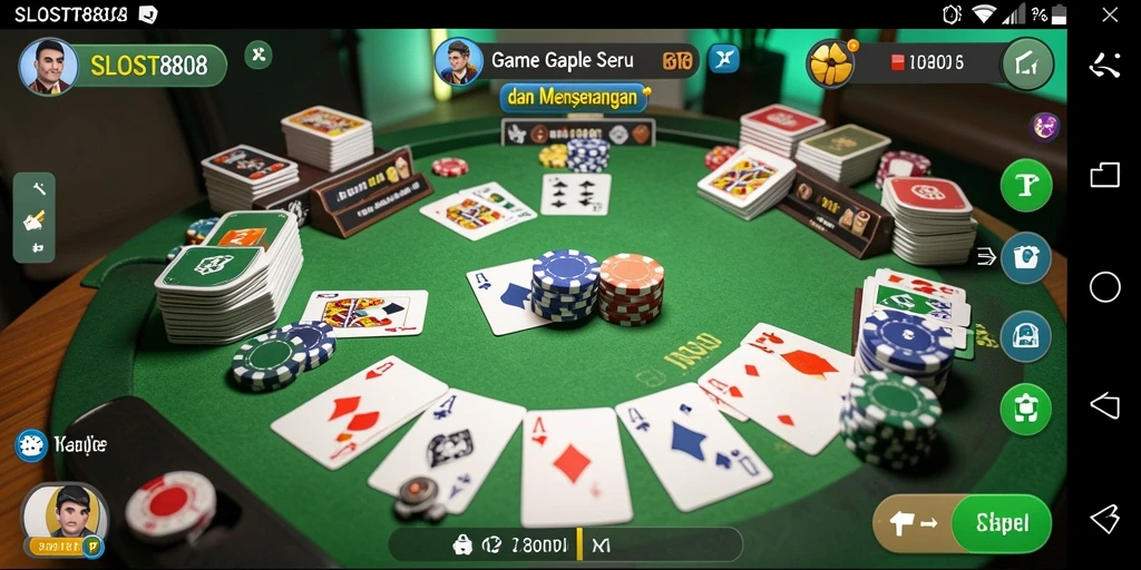 Screenshot gameplay SLOST8808 menampilkan pertempuran seru dalam Gaple.